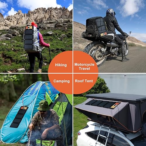 Miniatura 5 de WILDGENIUX Cargador de panel solar plegable CIGS de 30 W con 2 puertos USB QC3.0 y 1 salida de CC para senderismo, montañismo, motociclismo,