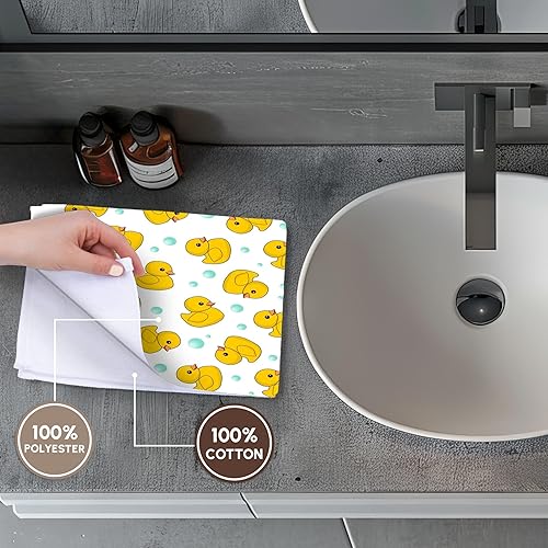 Miniatura 4 de Patrón de goma 3D rosa lindo patos amarillos patos Kawaii y burbujas de jabón en mano blancatoalla deportiva, 15 x 22