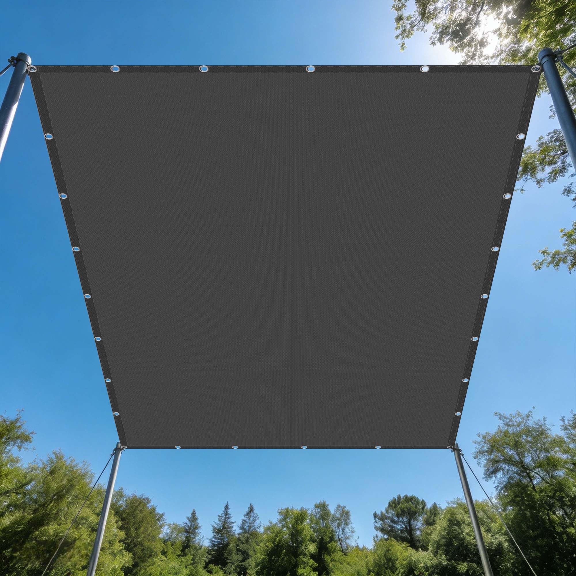 Voile d'ombrage rectangulaire toile imperméable et antidéchirure gris foncé de patio