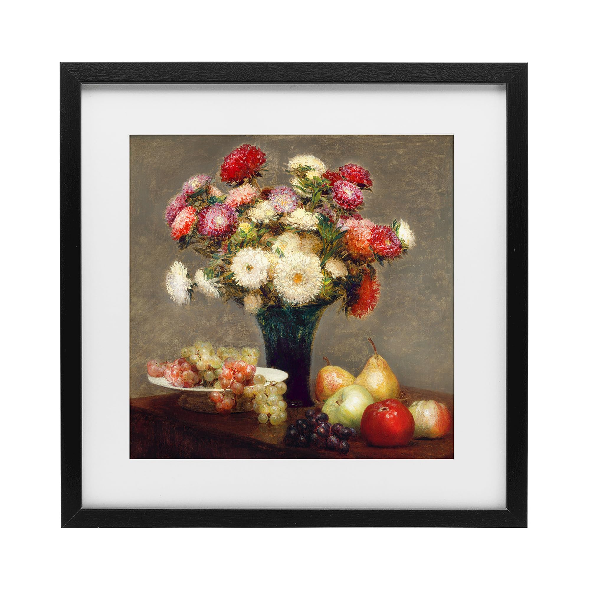'Fruit & Asters Still Life'| Framed Print Under Glass