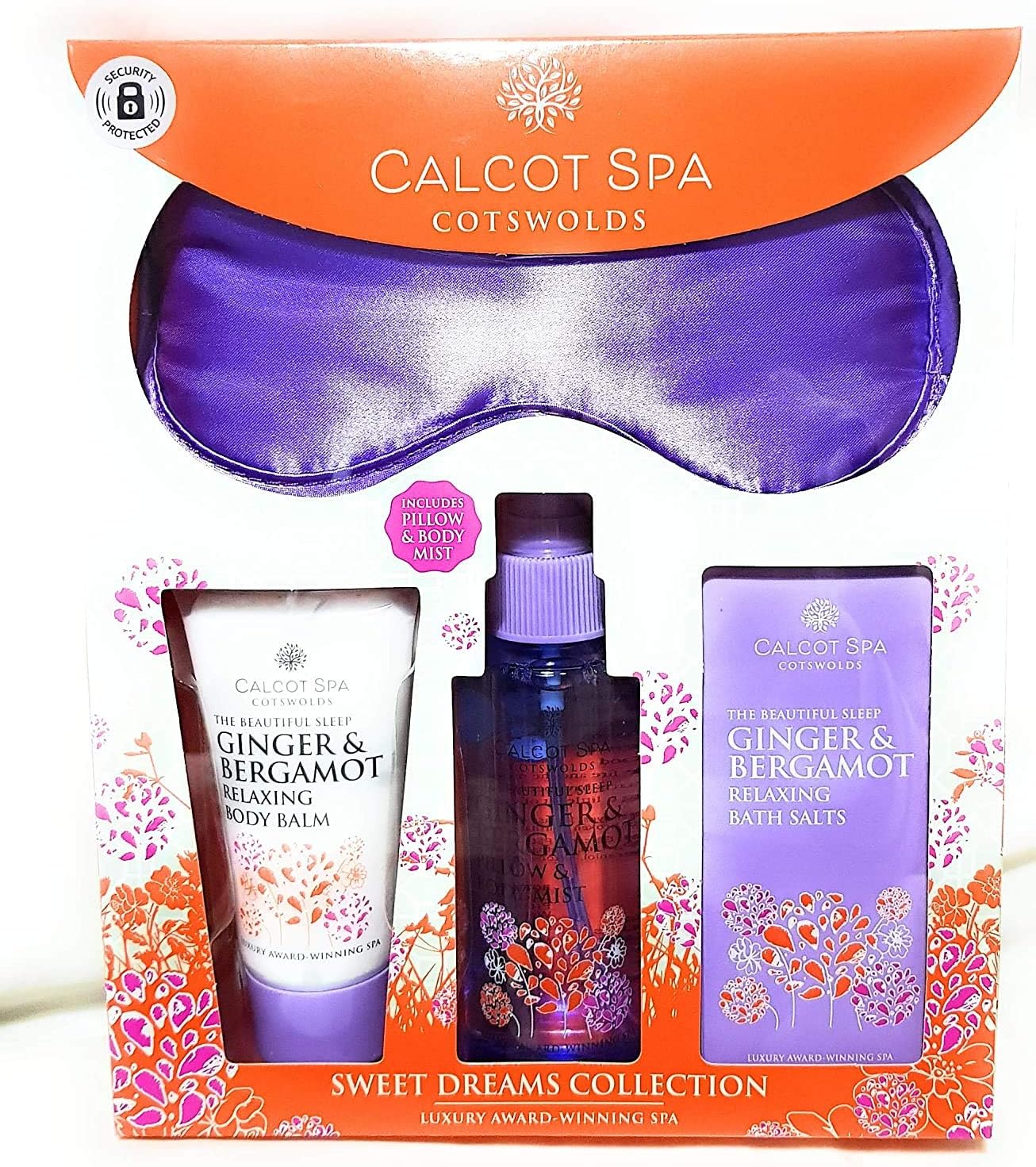 Calcot Spa Cotswords Calcot spa Sweet Dreams Collection with ginger and Bergamot Relaxing Body Balm,Relaxing Bath Salts and Pillow & Body Mist and Eye Mask