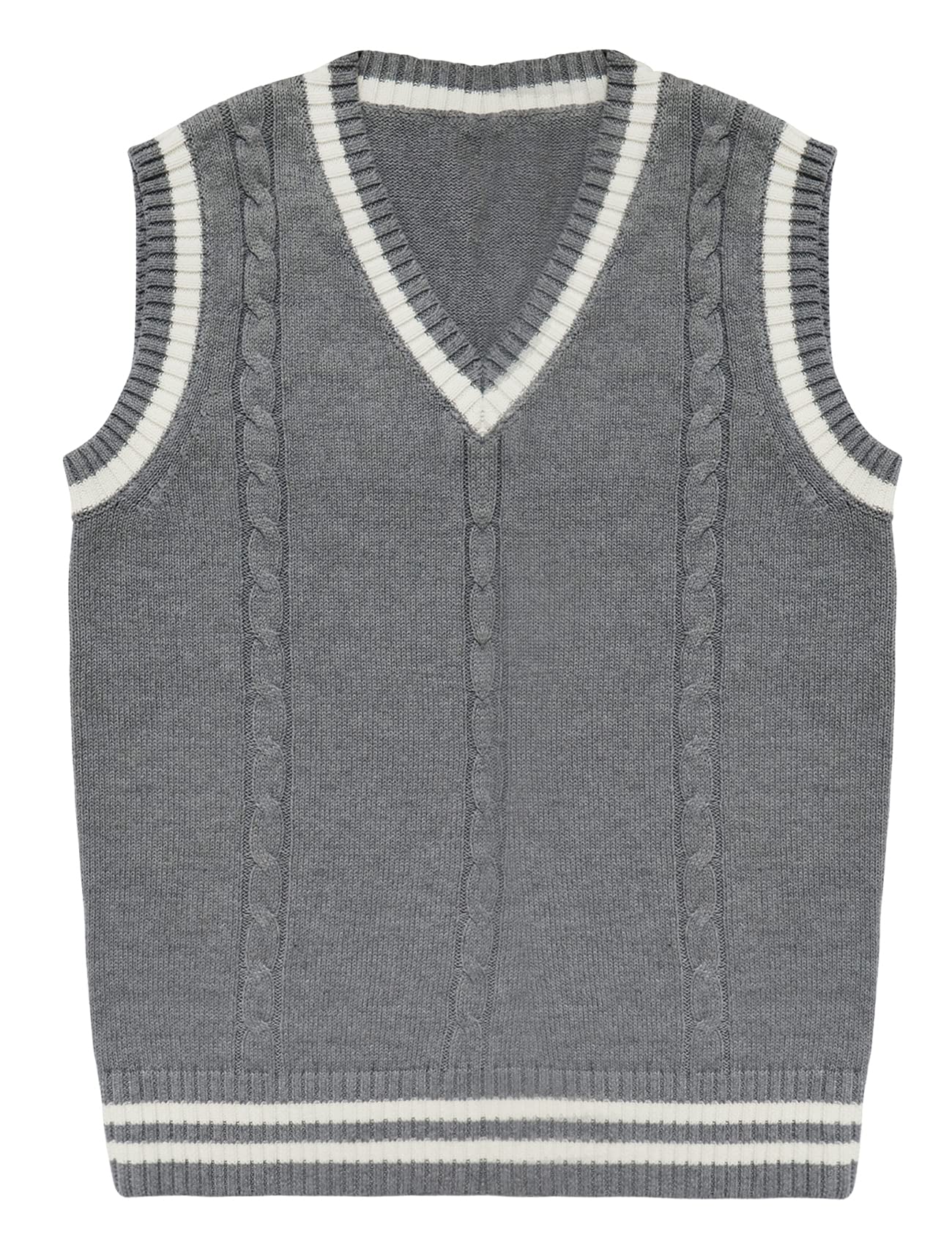 Gihuo Women's Sweater Vest V Neck Uniform Sleeveless Knitted School JK Pullover Tops Classic