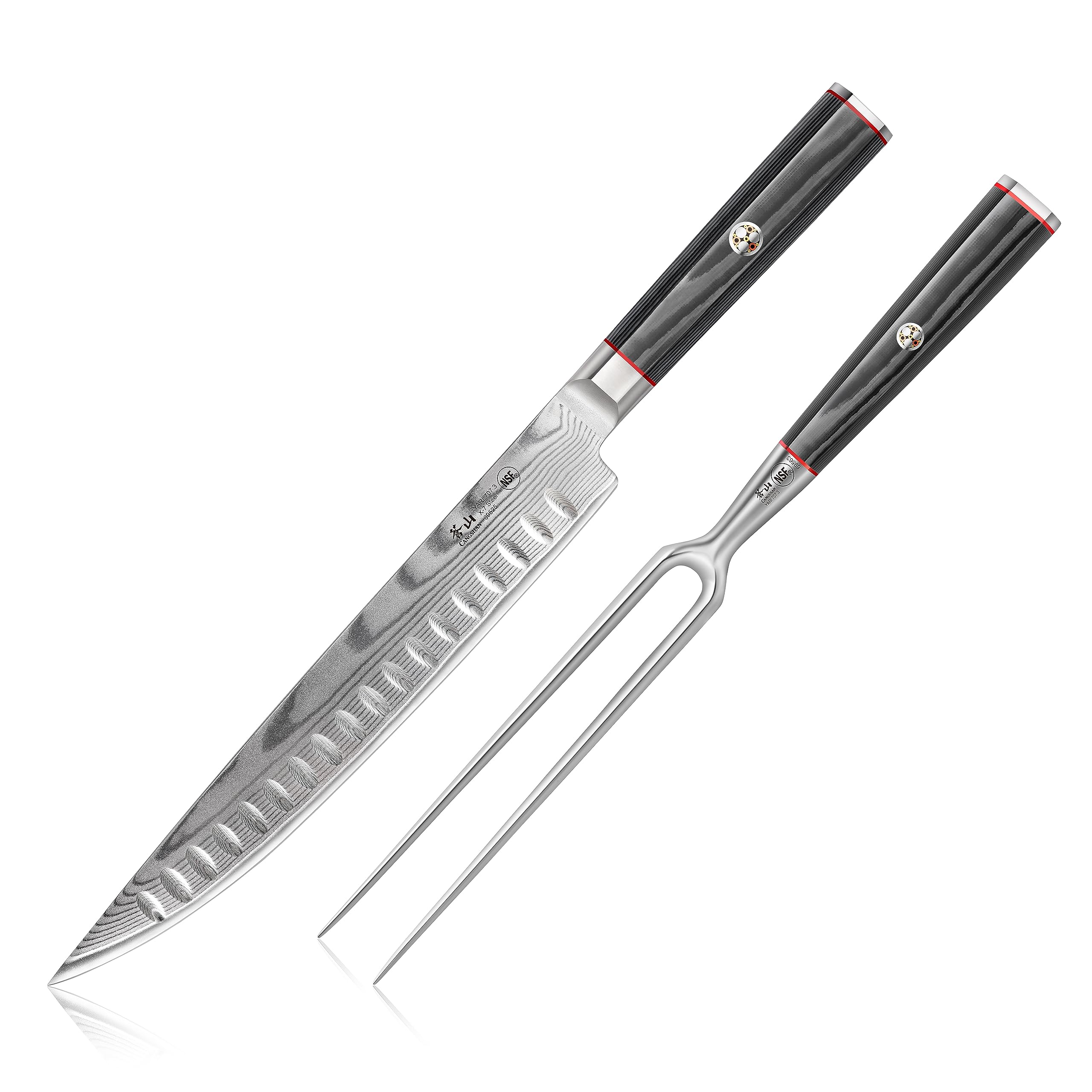 Cangshan YARI Series 2-Piece Carving Set with Ash Wood Box, X-7 Damascus Steel, 501332 — Amazon image 3