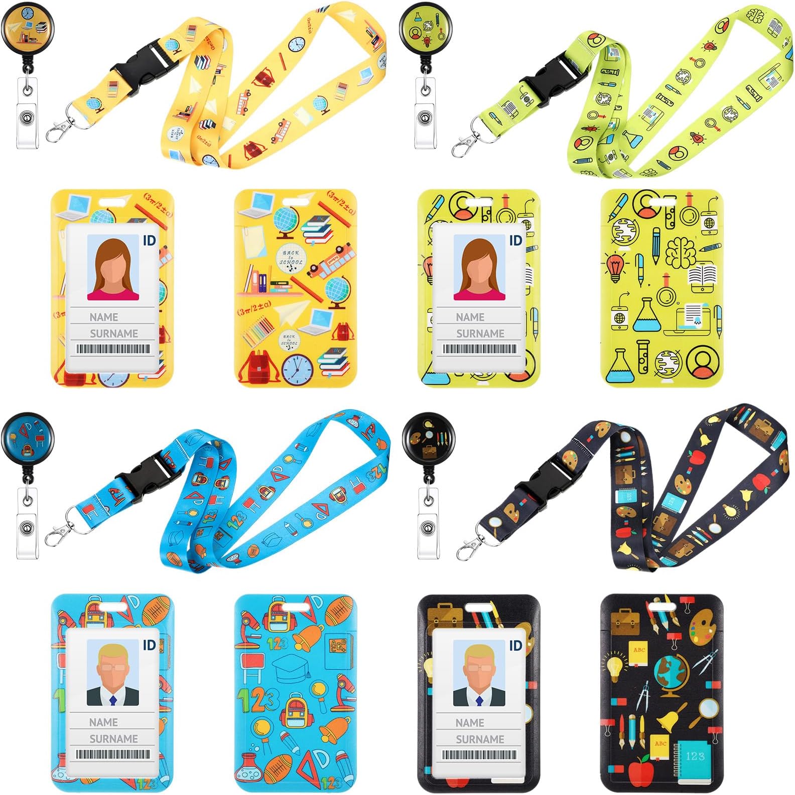 Cholemy 4 Pack Teacher ID Badge Holder with Breakaway