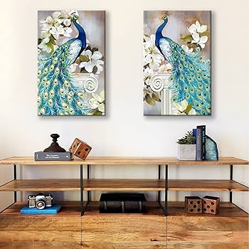 Amazon｜Looife クジャクキャンバスウォールアート 18x24インチ