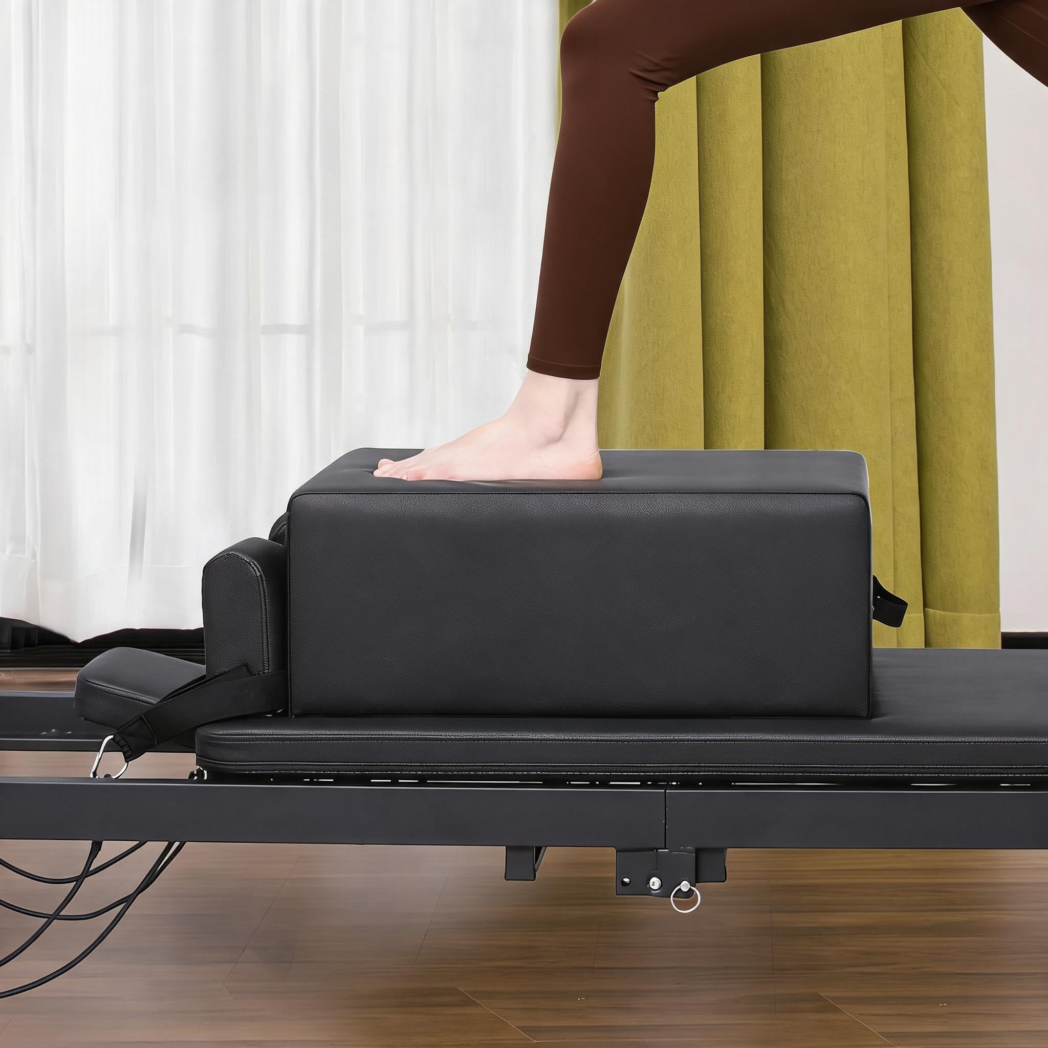 Pilates-Reformer-Sitzbox, Pilates-Zubehör Aus PU Und Holz, Pilates-Box Für Reformer (60x40x23cm) Verbessert Kraft, Gleichgewicht, Bewegungsfreiheit Und Flexibilität