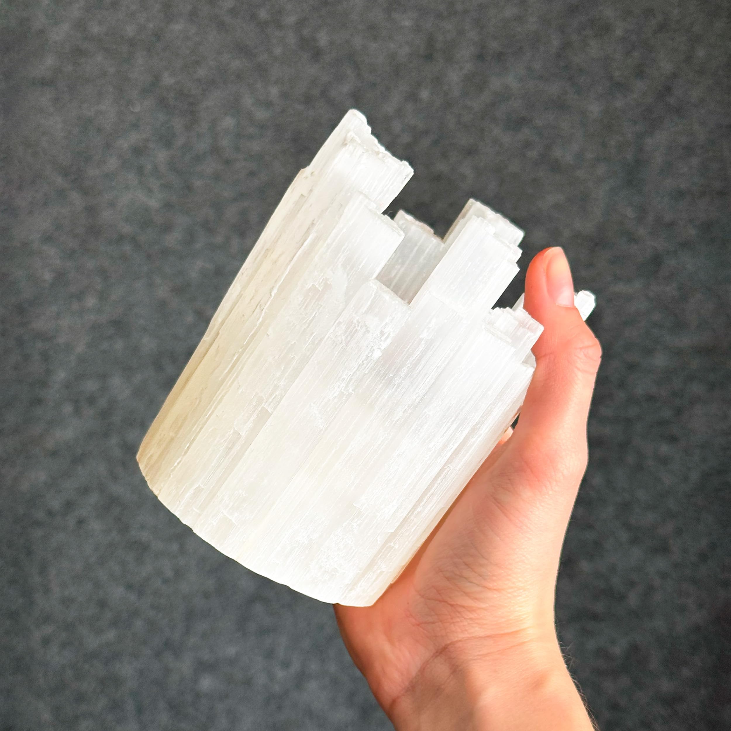 NKlaus 4 x świecznik na podgrzewacze Selenit 11 x 8 cm – świecznik z naturalnego kamienia kryształowego w kolorze białym do duchowego uzdrawiania, medytacji i harmonijnego kształtowania przestrzeni