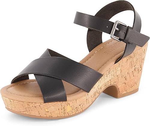 CUSHIONAIRE Sandalia de cuña Rosie Cork para mujer + espuma viscoelástica