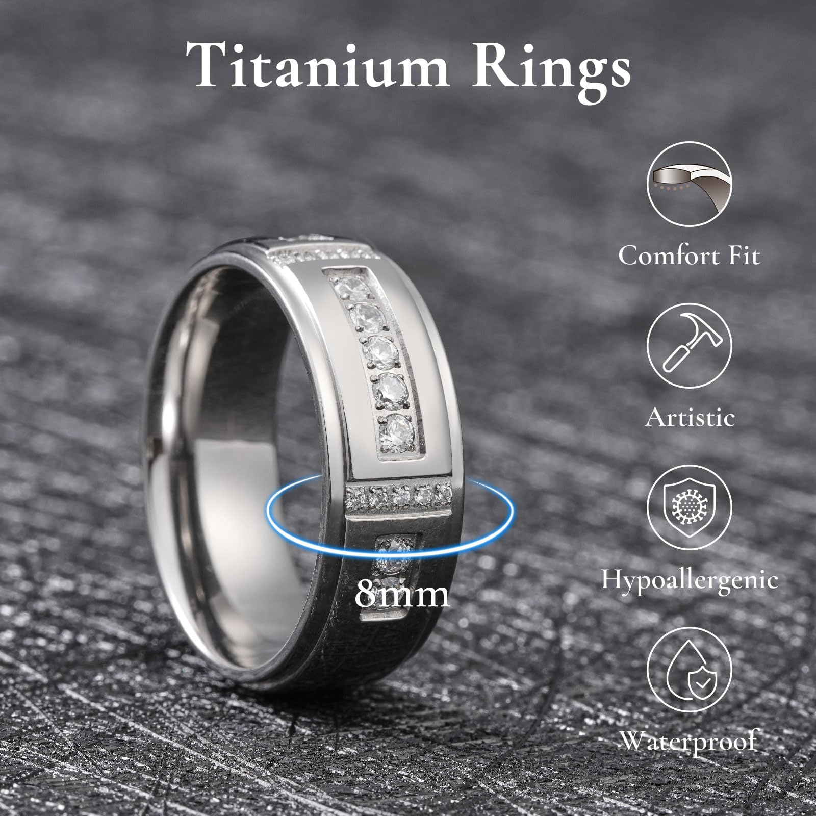 King Will Titan Eheringe für Herren und Damen – Vergoldete Ringe mit Kreuz-Design, Zirkonia/Camouflage-Inlay, Komfort Fit Trauring für Alltag und Feier