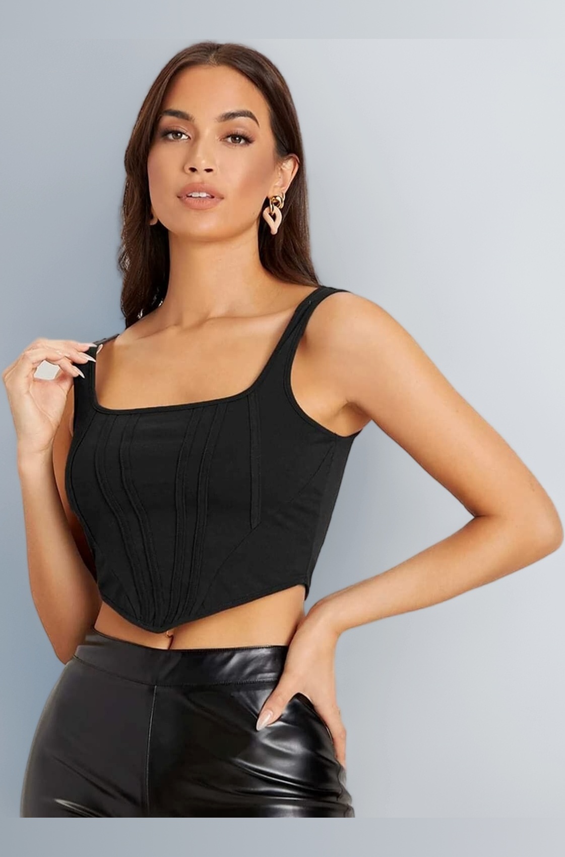 Elyraa Women's Casual Slim Fit Square Neck Tank Top for Women/Girls