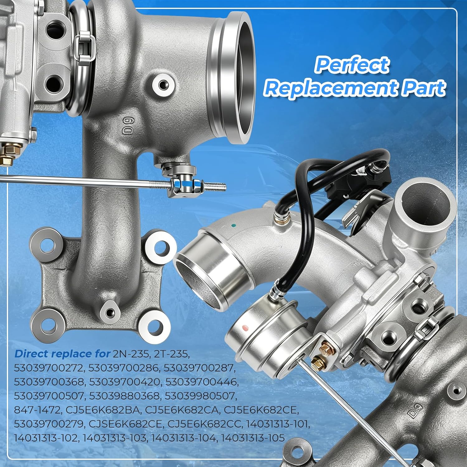 For K03 Turbocharger Repair kits Turbo Charger W/Gaskets Compatible with Ford Escape Fusion Taurus Lincoln MKZ 2013-2016 2.0L Replace For 53039700272 53039700286 53039700420 53039700287