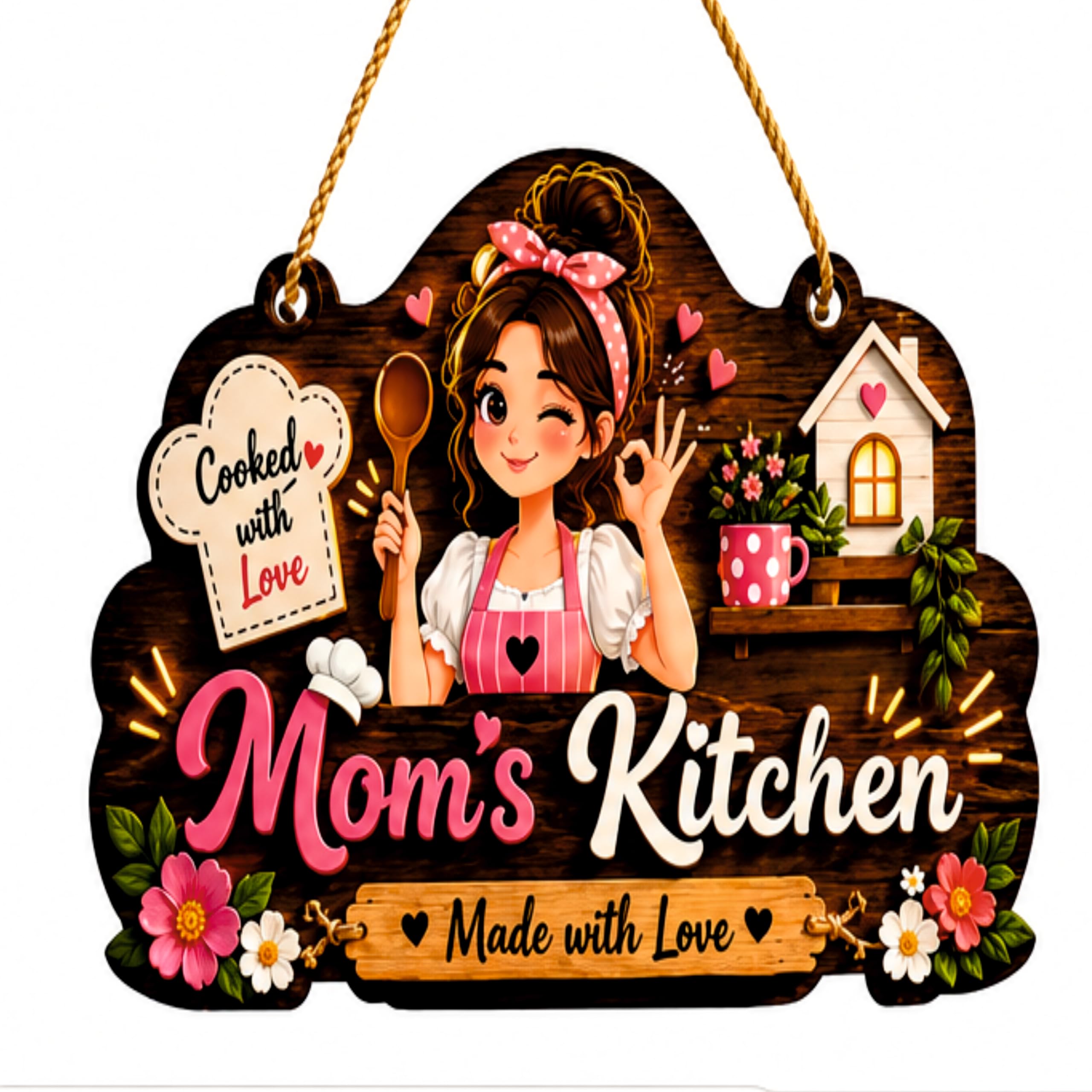 WALL MAGIX Mom’s Kitchen Wooden Wall Hanging | Made with Love Kitchen Sign | Decorative Hanging Plaque for Kitchen, Dining Area & Home Decor | Gift for Mother & Homemaker-image-43