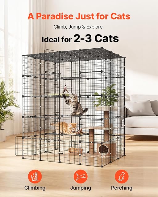 Foto 2 de 8 de VEVOR Jaula para Gatos de 5 Niveles 139,7x104,1x175,2 cm Parque para Gatos