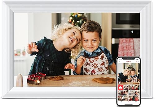 Portarretratos digital WiFi con Frameo, 10.1 pulgadas, 1280 x 800 IPS, 32 GB, rotación automática, comparte video e imagen, regalo de cumpleaños