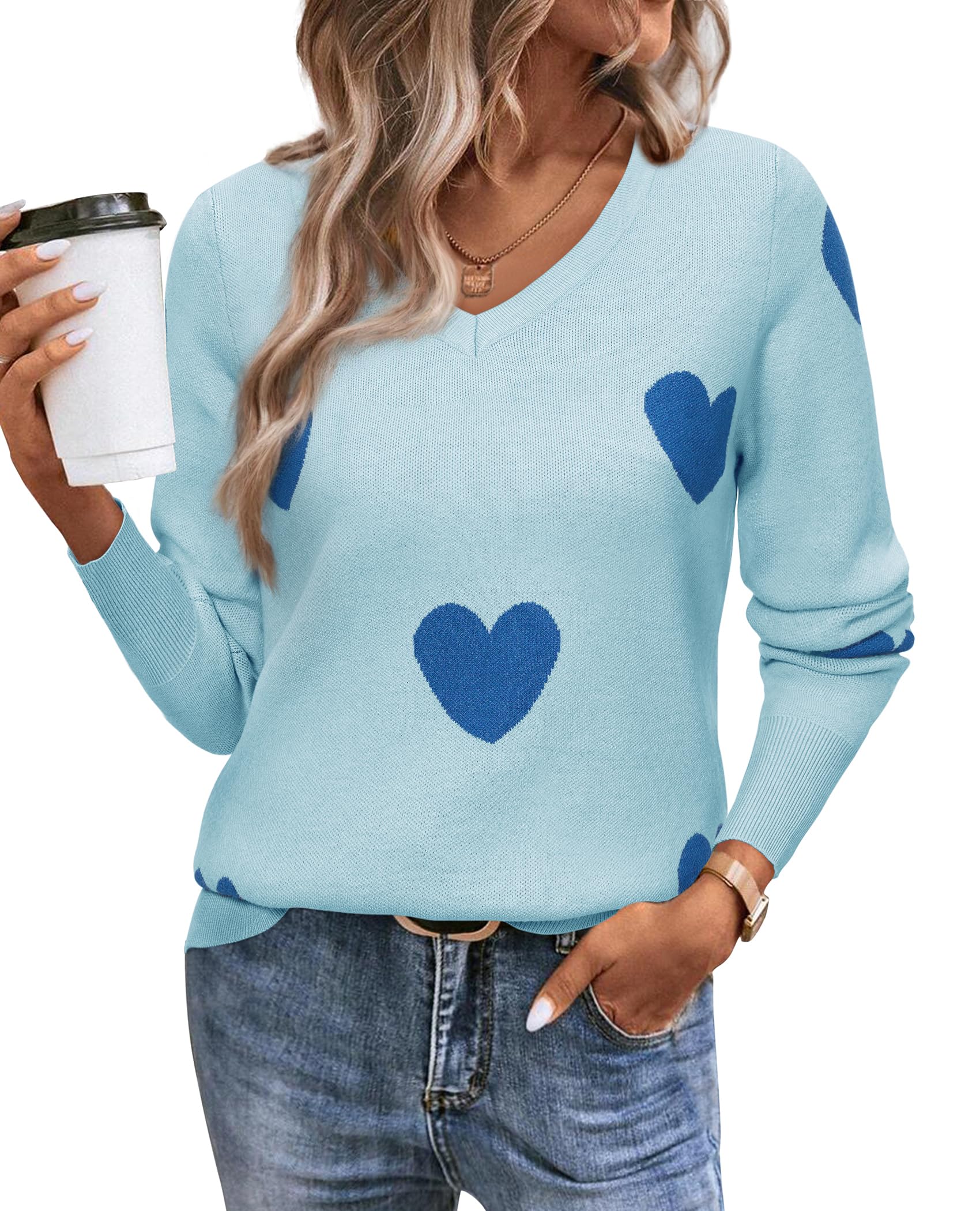 Womens Fall Sweaters 2025 Casual Long Sleeve Pullover V Neck Lightweight Sweatshirts Cute Blouse Tops