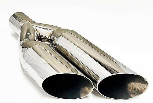 Punta de escape 3.00 "Entrada 3.50" Doble Salida 18.00" Largo WDSW350018-300-HP-SS 304 Inoxidable de una sola pared lateral inclinada Wesdon Punta