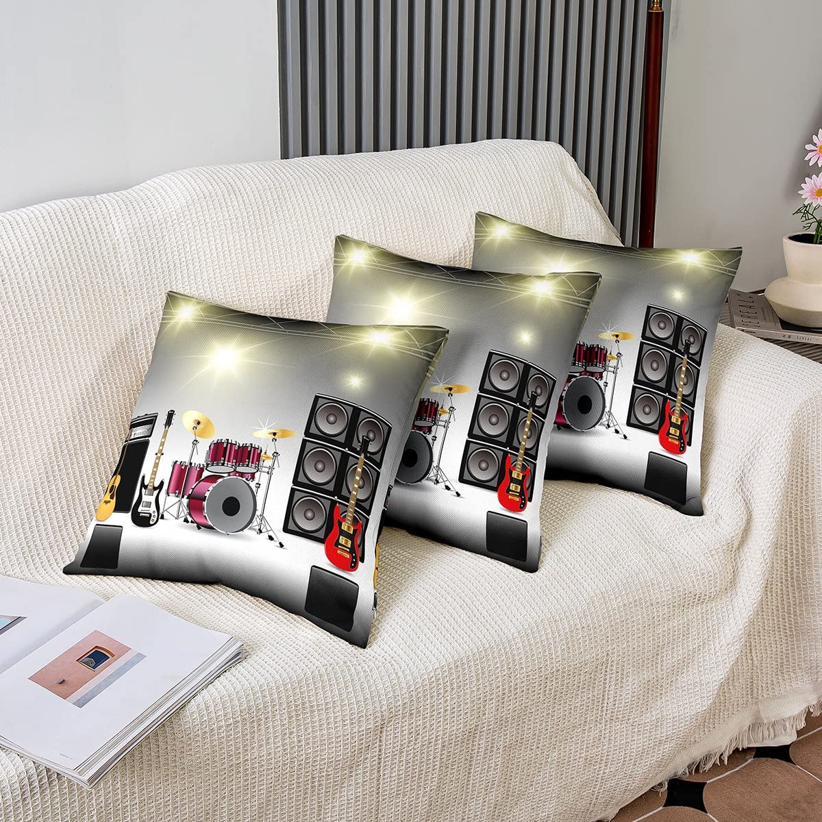 Set di 2 federe per cuscino in pelle PU, quadrate e rettangolari