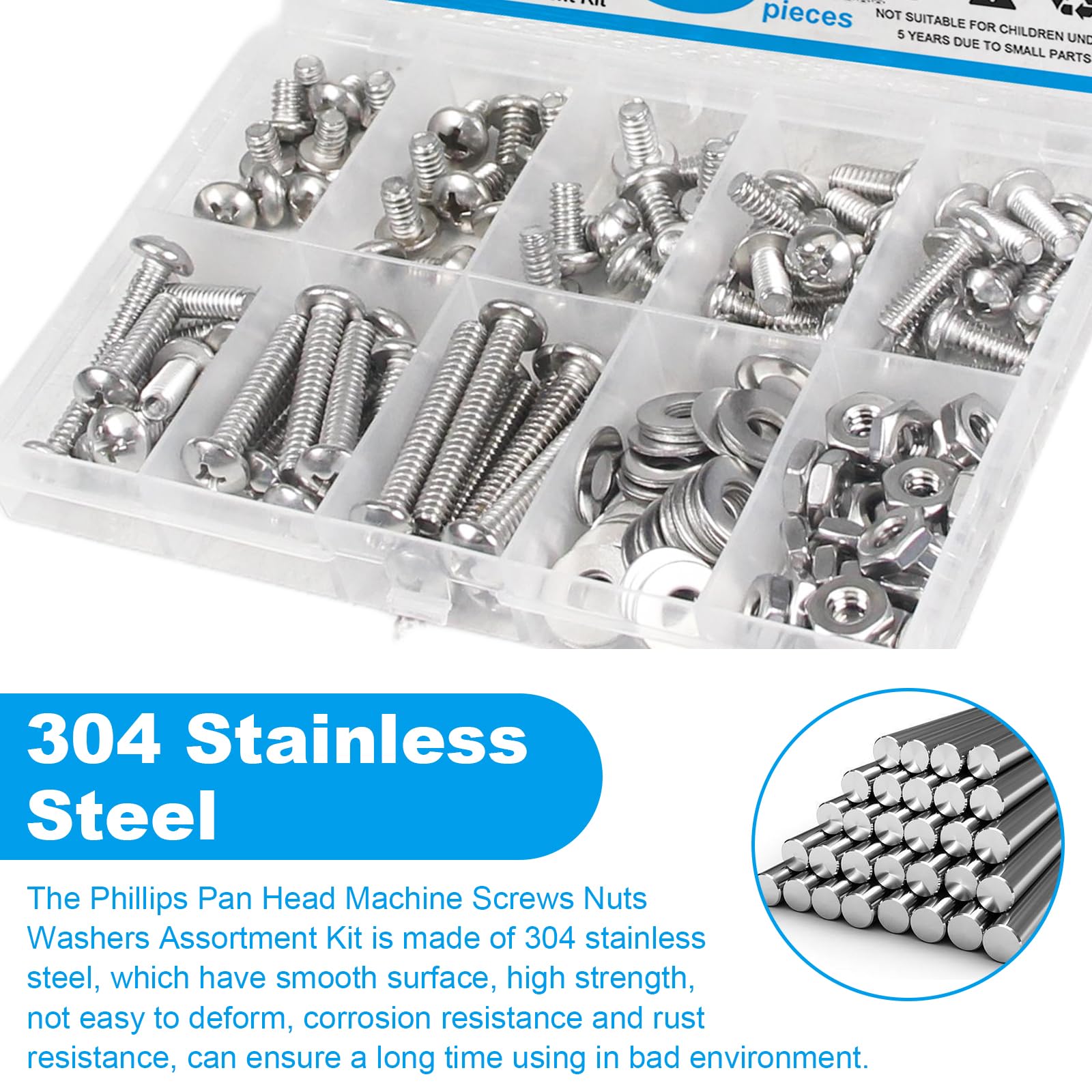 140pcs #10-24 Machine Screws, Nuts & Washers Kit -4