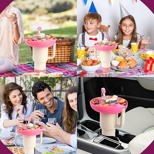 Miniatura 7 de WALLFID Cuenco de silicona compatible con Stanley de 40 onzas, reutilizable, se adapta a Stanley Cup 1.02.0, con tapas de tapa para botas y pajitas,