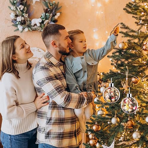 Miniatura 4 de Bemaystar Bolas de fotos personalizadas, adornos de Navidad personalizados, adornos de imagen de doble cara para árboles, decoración de Navidad, A1