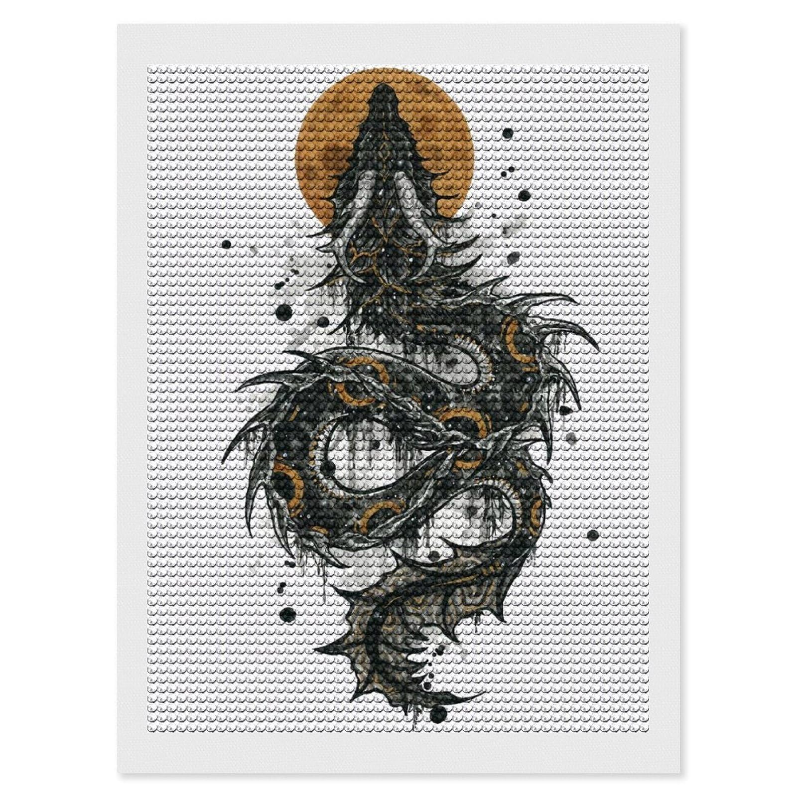 Junmoney Bakunawa Diamond Painting Canvas Set 12"x16", for Beginners, Complete Accessories, Christmas Gift, Modern Decor