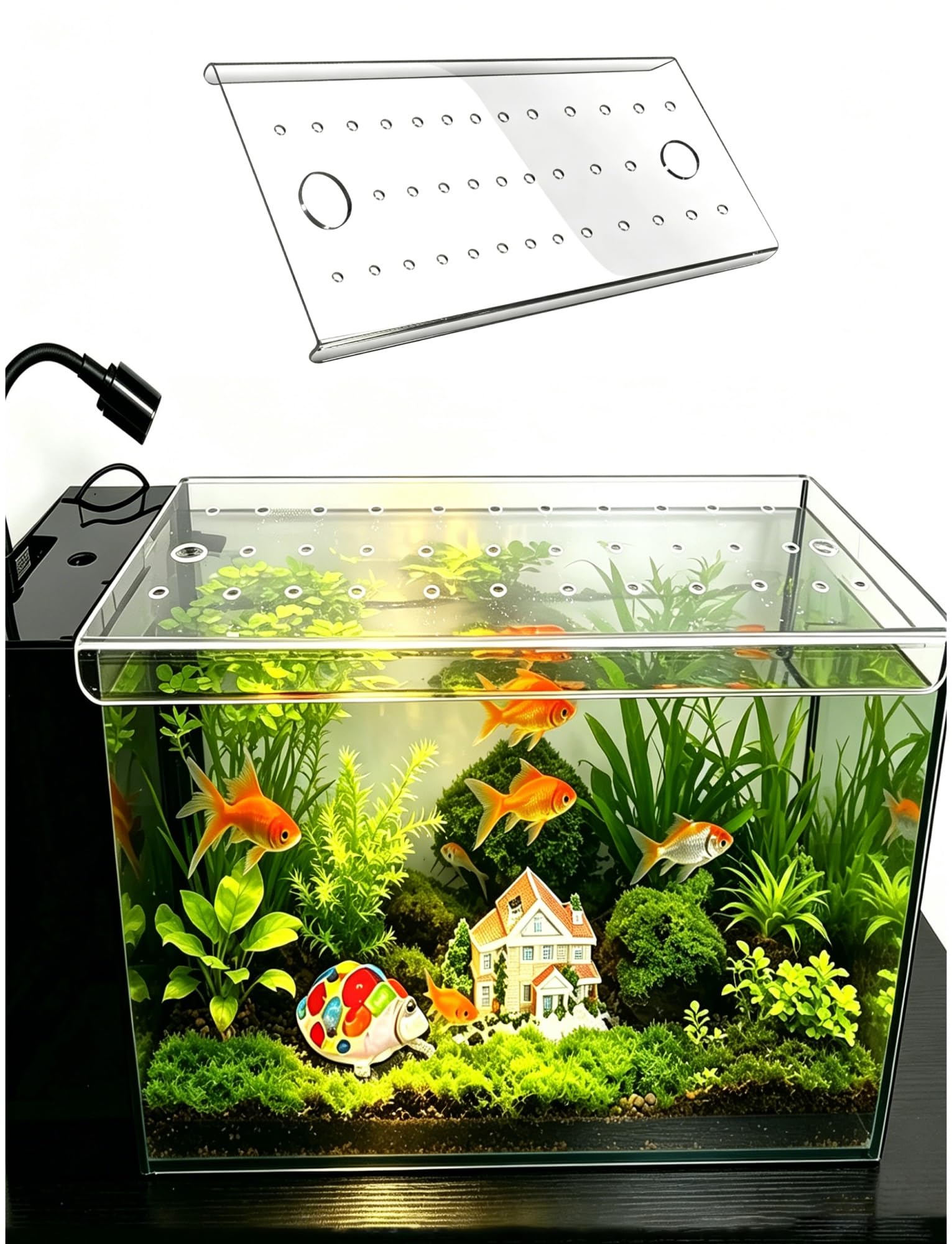 Couvercle d'aquarium 18x8 20x10 28x18 32x14 pouces, couvercle d'aquarium en acrylique transparent épais de 4mm, couvercle d'aquarium anti-saut découpable, différentes tailles(19.7x11.8in/50x30cm)