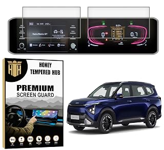 HONEY TEMPERED HUB (2 PACK Screen Guard For KIA CARENS CLAVIS 2025/8 INCH INFOTAINMENT & 10 INCH INSTRUMENT CLUSTER PROTECTOR/carensclavis Car Display Accessories [NOT TEMPERED GLASS]