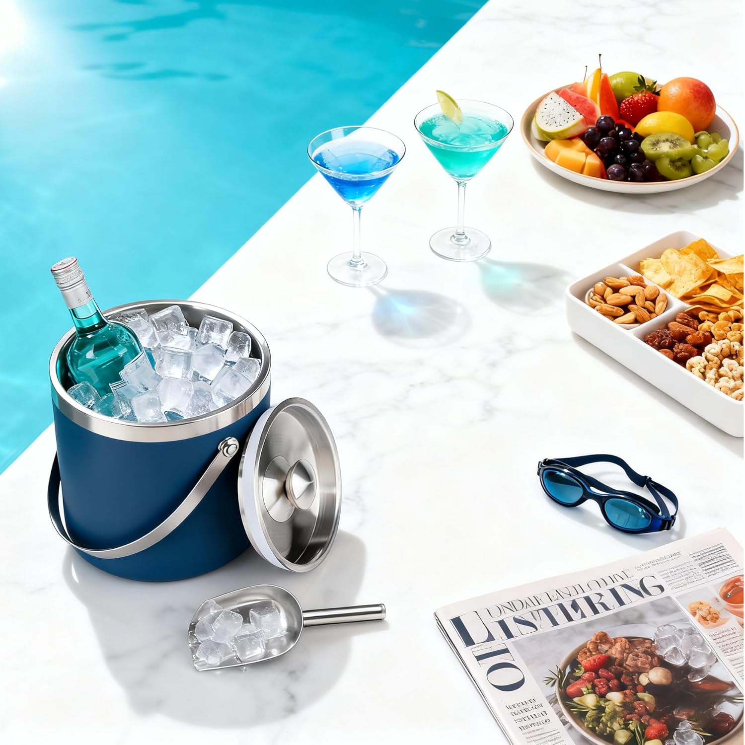 3L Double-Wall Insulated Stainless Steel Ice Bucket with scoop for Cocktail Bar - Metal Ice Bucket for freezer with Lid for parties,Camping,and More!champagne bucket,bar cart accessories - Image 7