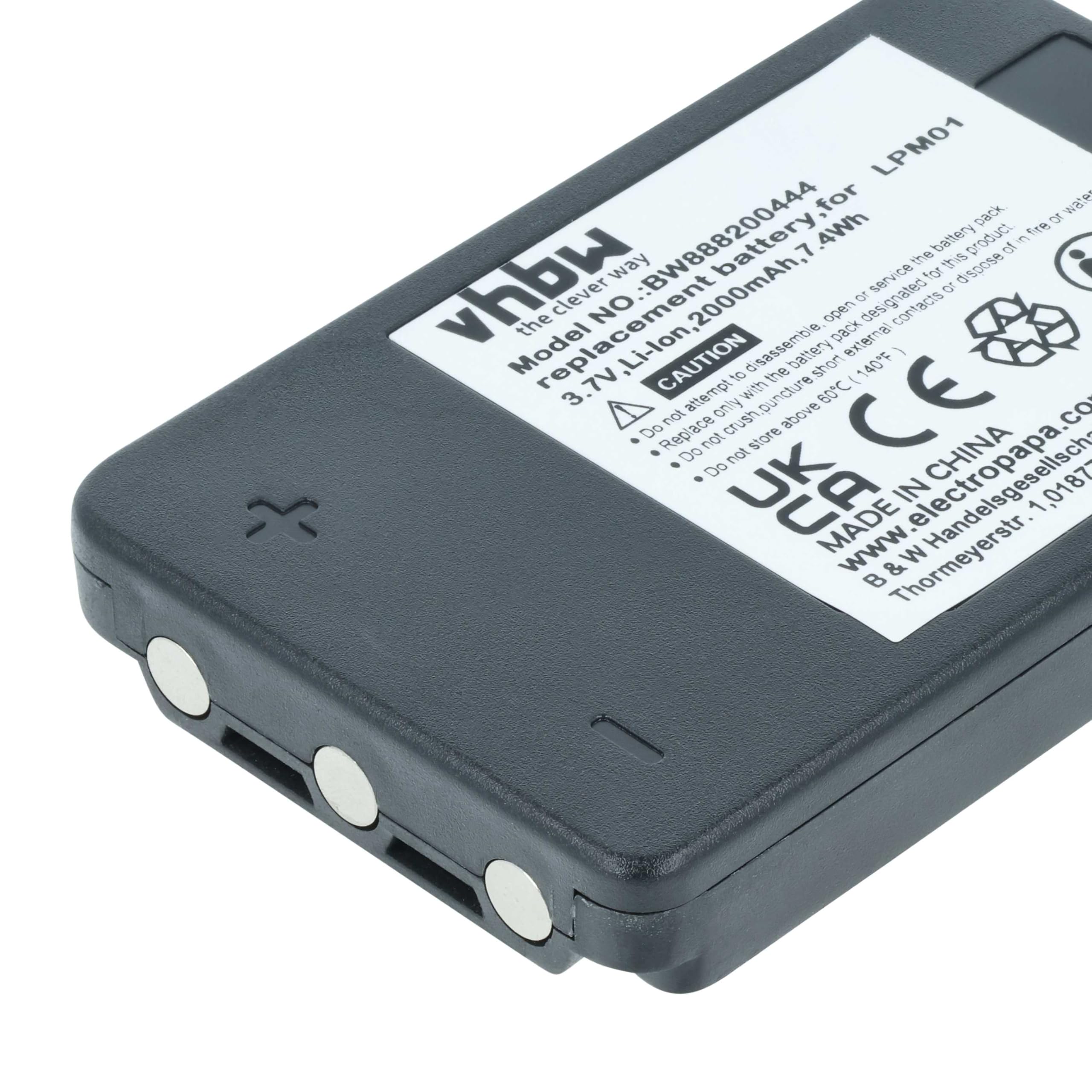 vhbw batteria sostituisce Autec R0BATT00E11A0 per Radiocomando Industriale, Telecomando (2000mAh, 3,7V, Li-Poly) - Nero
