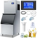 Coolski Commercial Ice Machine 190 kg/Day(420LBS/24H), 22”W Industrial Ice Maker with Large Storage Bin, Fast Ice Making, Upgraded Water Filters, DOE & ETL Certified, Ideal for Restaurants/Bars/Hotels
