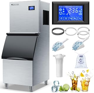 Coolski Commercial Ice Machine 350Lbs/Day, Cubes Ice Maker with Storage Bin | Heavy-Duty Stainless Steel Rapid Ice Making for Restaurants, Bars & Hotels