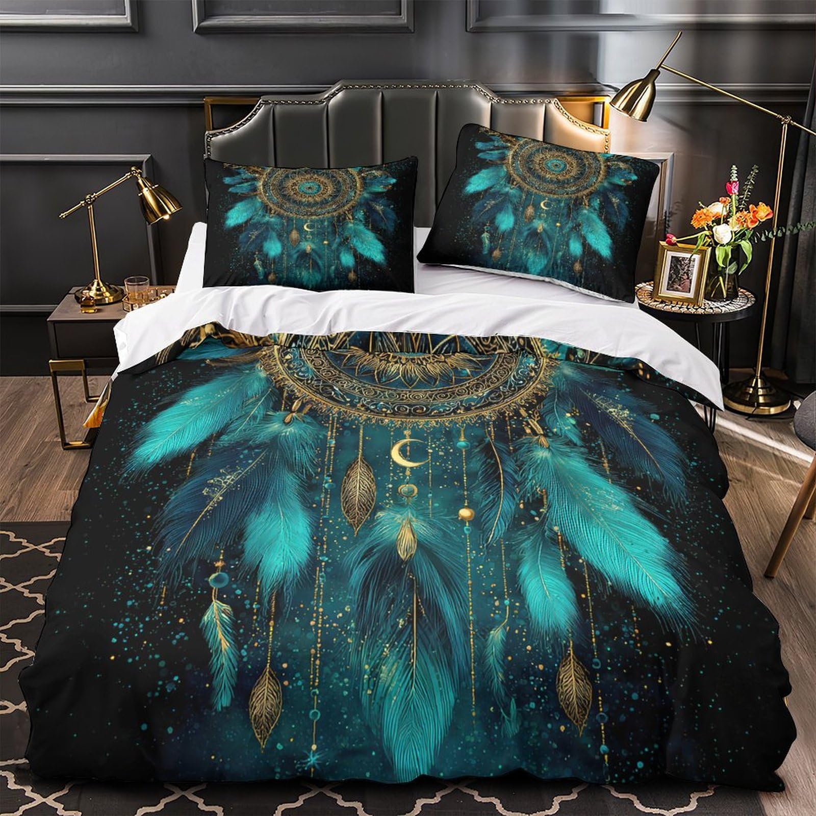 Parure de lit attrape-rêves bohème pour une chambre cosy