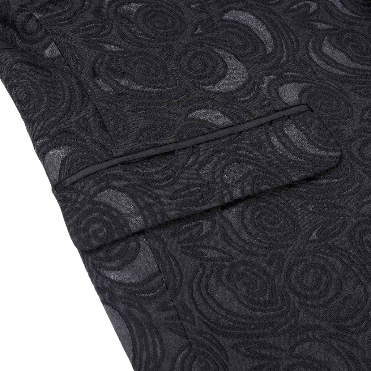 Cloudstyle Mens 2 Piece Floral Jacquard Dress Suit Set 1 Button Print Dinner Jacket Pants - Image 7