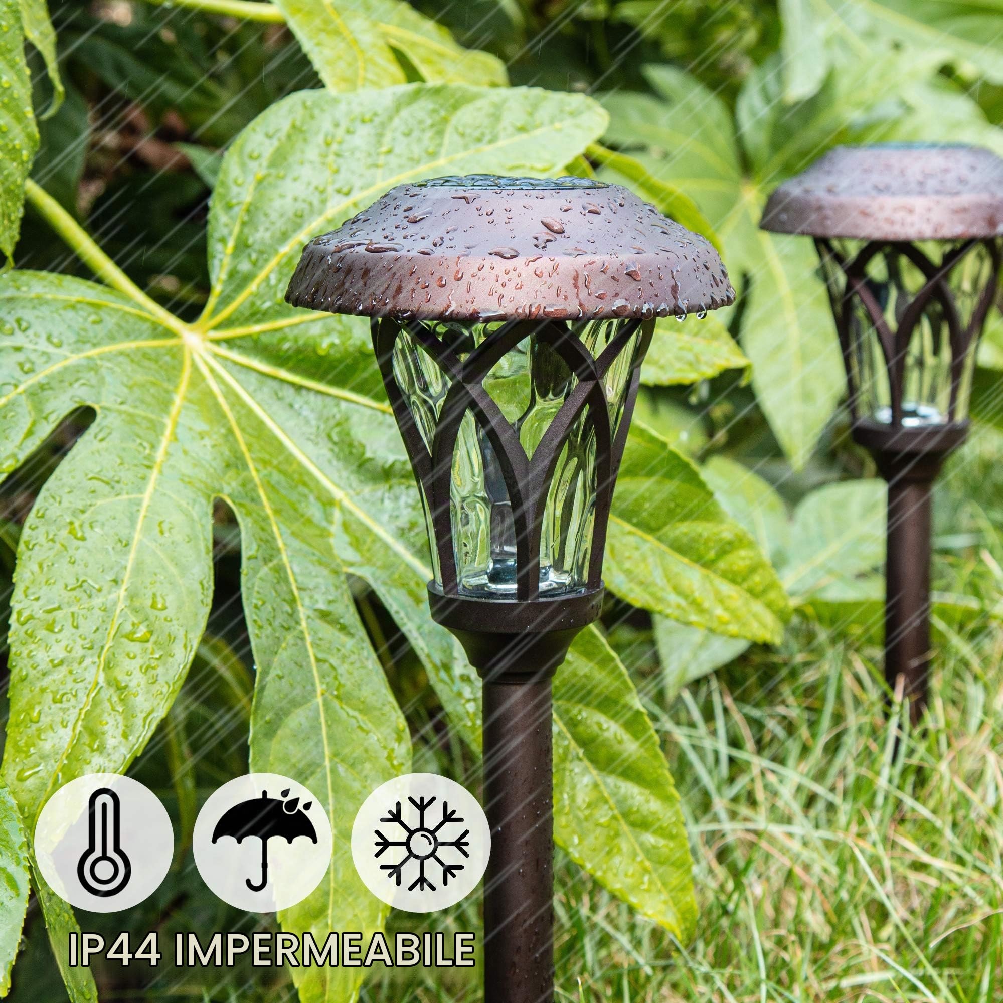 GIGALUMI Lampada Solare da Giardino a 6 pezzi Luce da percorso a LED per esterni Illuminazione ad alto lume Percorso luminoso