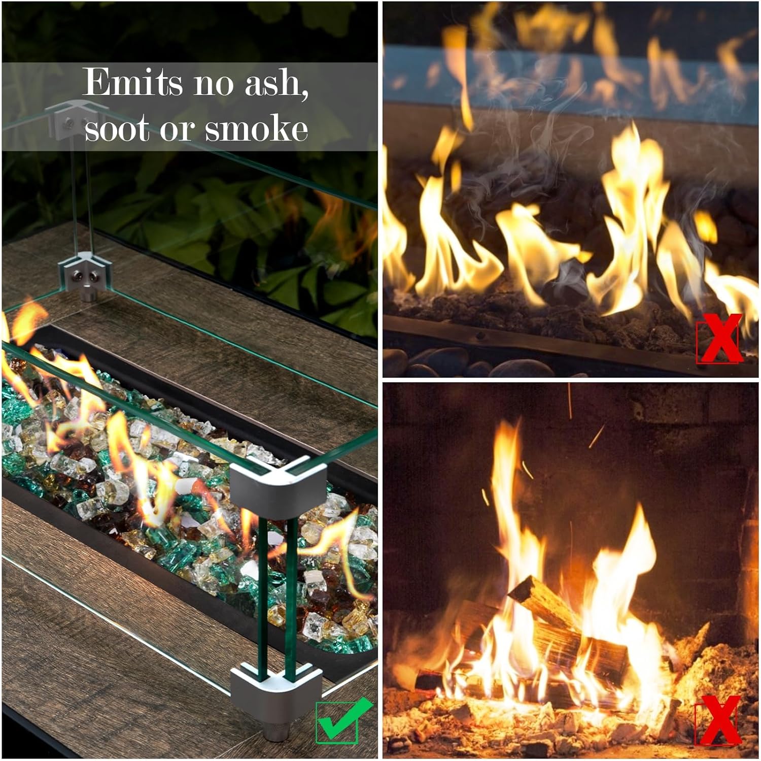 GASPRO 20 lbs Fire Glass for Propane Fire Pit, 1/2-Inch Reflective Fireplace Glass Rocks for Fire Pit Table, Gold Copper Green