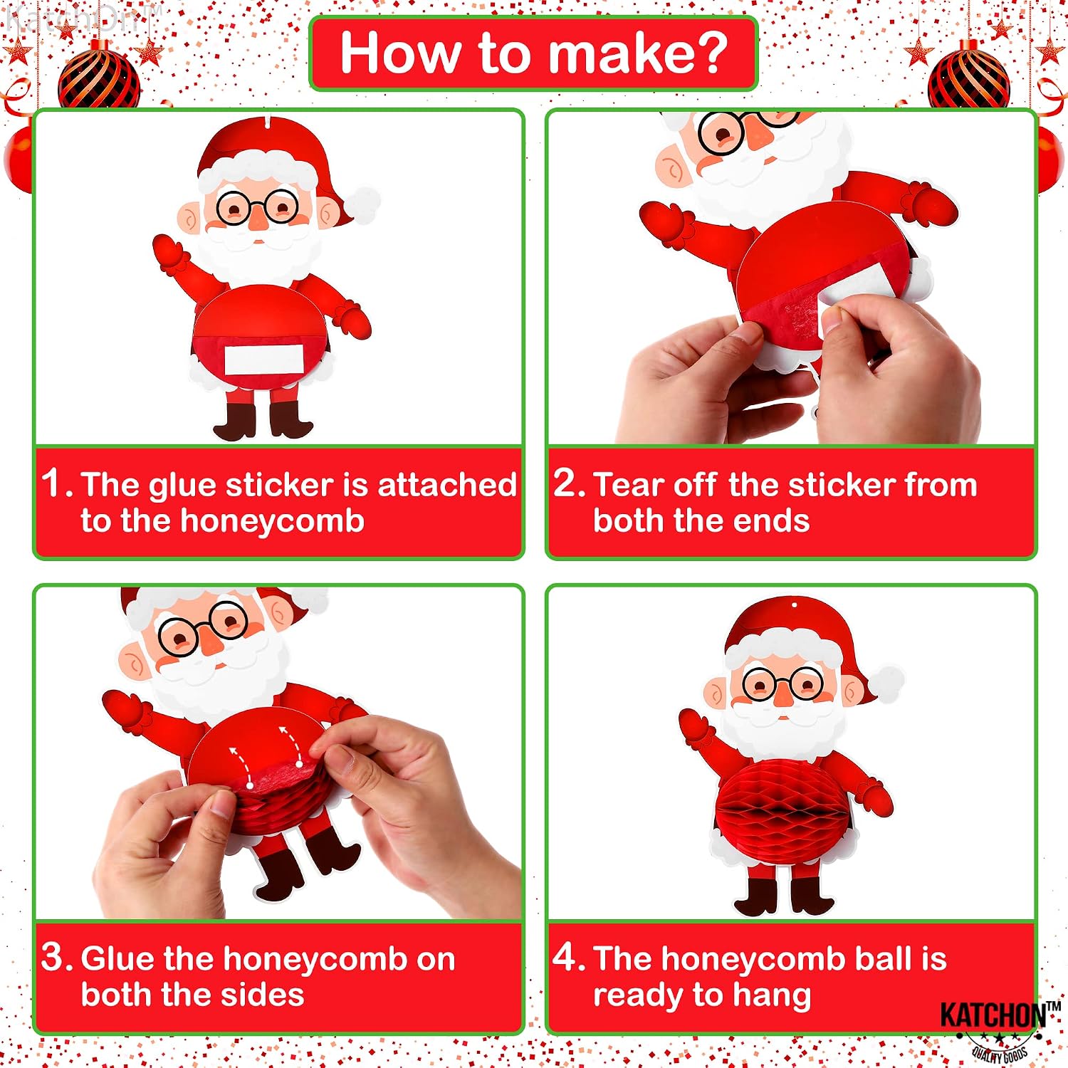 KatchOn, Christmas Honeycomb Centerpieces for Tables - Big, Pack of 6 | Merry Christmas Table Decorations | Xmas Tables Centerpieces for Xmas Decorations