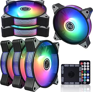 DS 120MM Case Cooling Fan for Computer Case, Fans Side LED Running Lights Effect for PC Case, ARGB Fans with Controller Kit (6Pack RGB Fans kit, G Series)