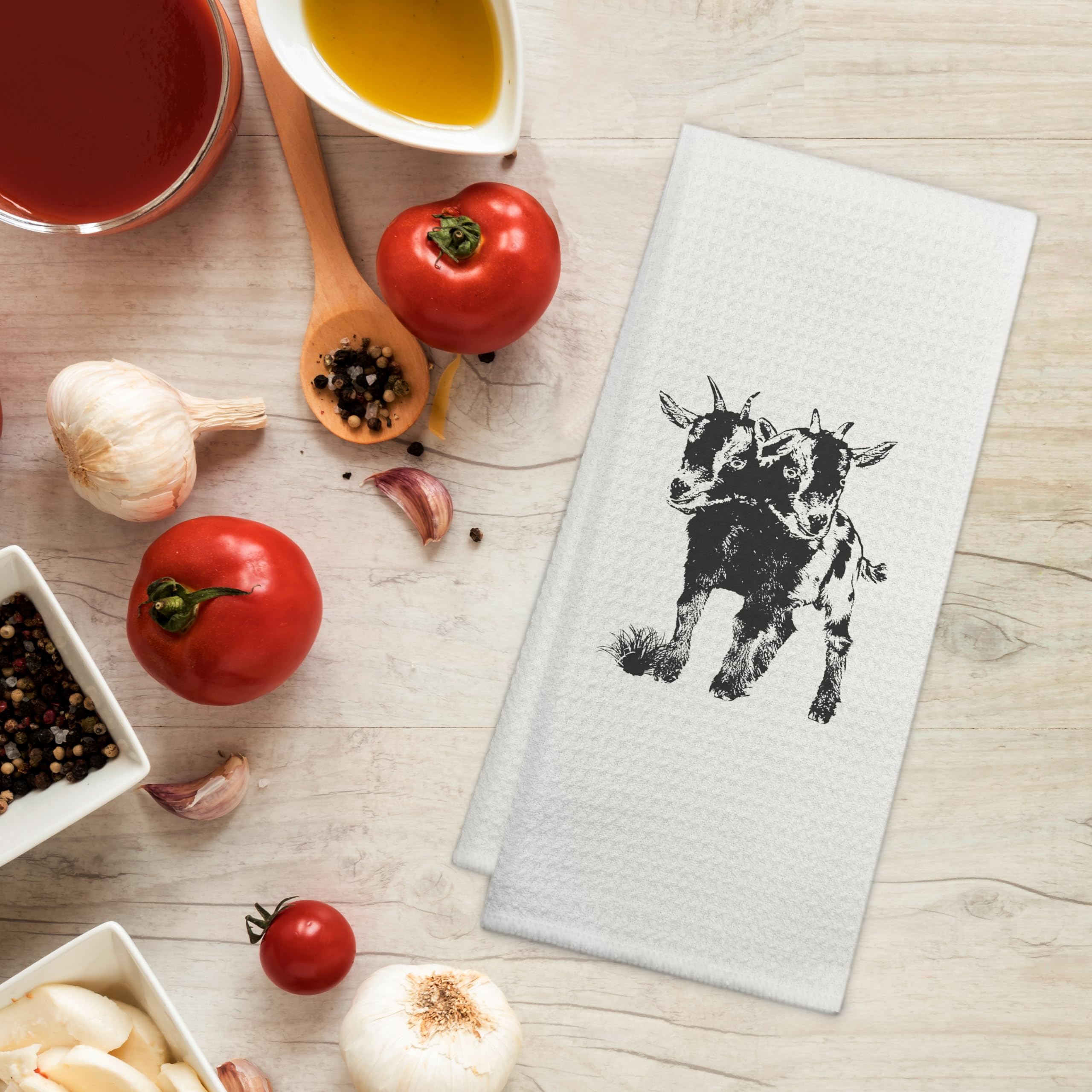 GICHUGI Gothic Decorative Kitchen Hand Towels 16x24 - Goth Kitchen Towels, Devil Goat Gothic Bathroom Hand Towels, Witchy Gifts, Gothic Kitchen Accessories, White