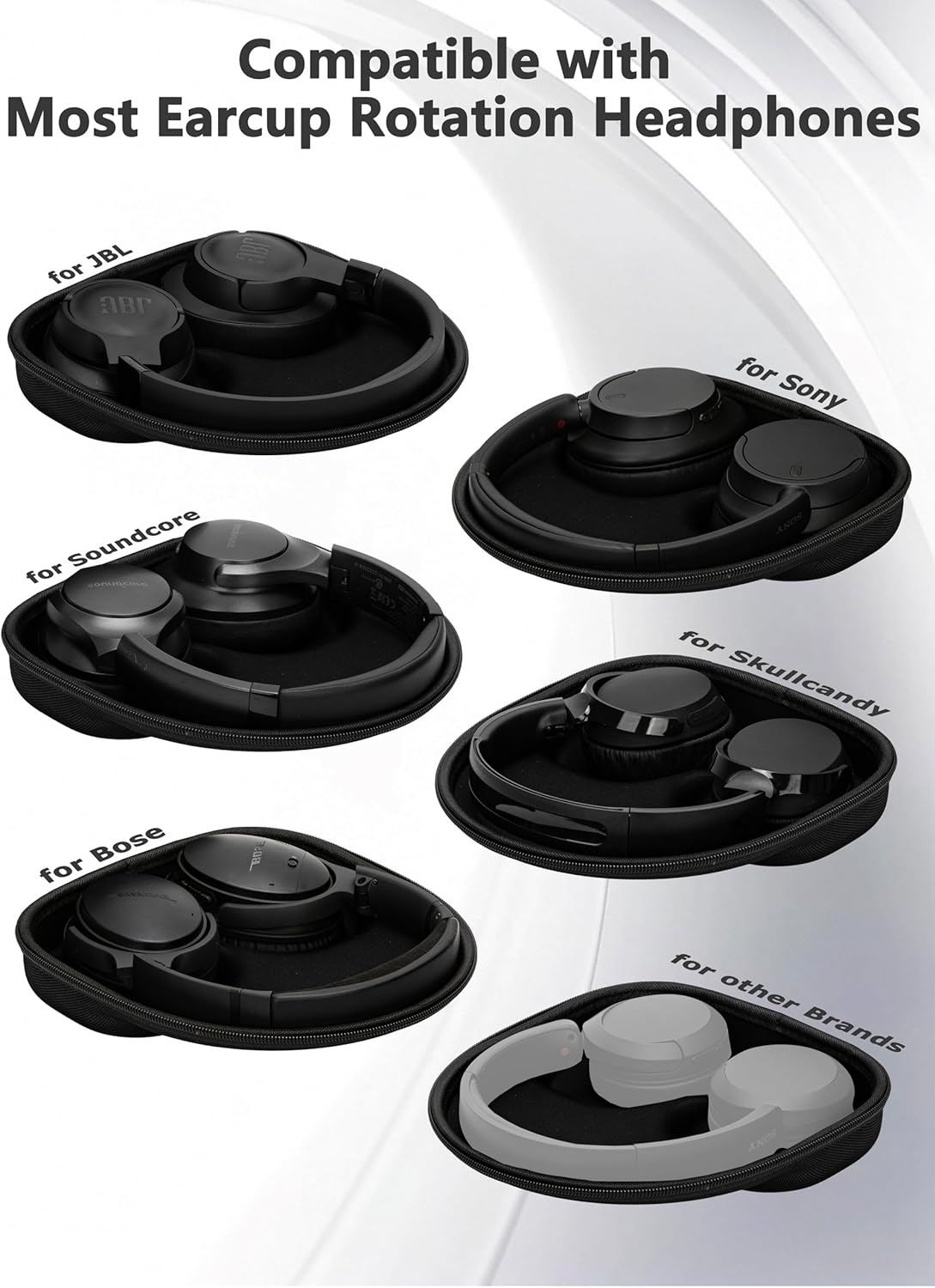 Ginsco Universal Headphone Case Compatible with JBL Tune 510BT 520BT 720BT 770NC/Sony WH-CH520 WH-CH720N/Soundcore Life Q20 Q20i Q30/Bose/SkullCandy/BERIBES/TOZO/KVIDIO/JLab etc Wireless Headphone - Image 5