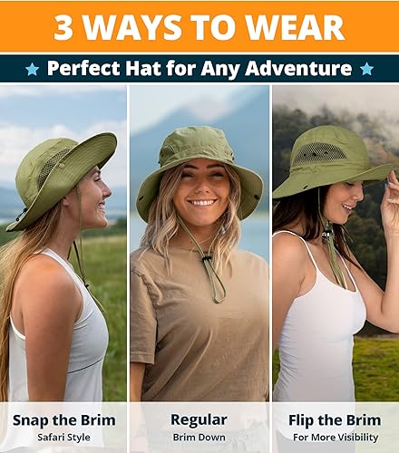 Miniatura 5 de GearTOP Sombrero de pescador para hombre, sombrero de sol, sombrero de safari, sombrero Boonie para hombre, sombrero de playa, sombrero de