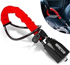 GADLANE Bloccasterzo per cintura di sicurezza, doppio dispositivo antifurto per auto, adatto per auto, roulotte, con 2 chiavi (rosso)