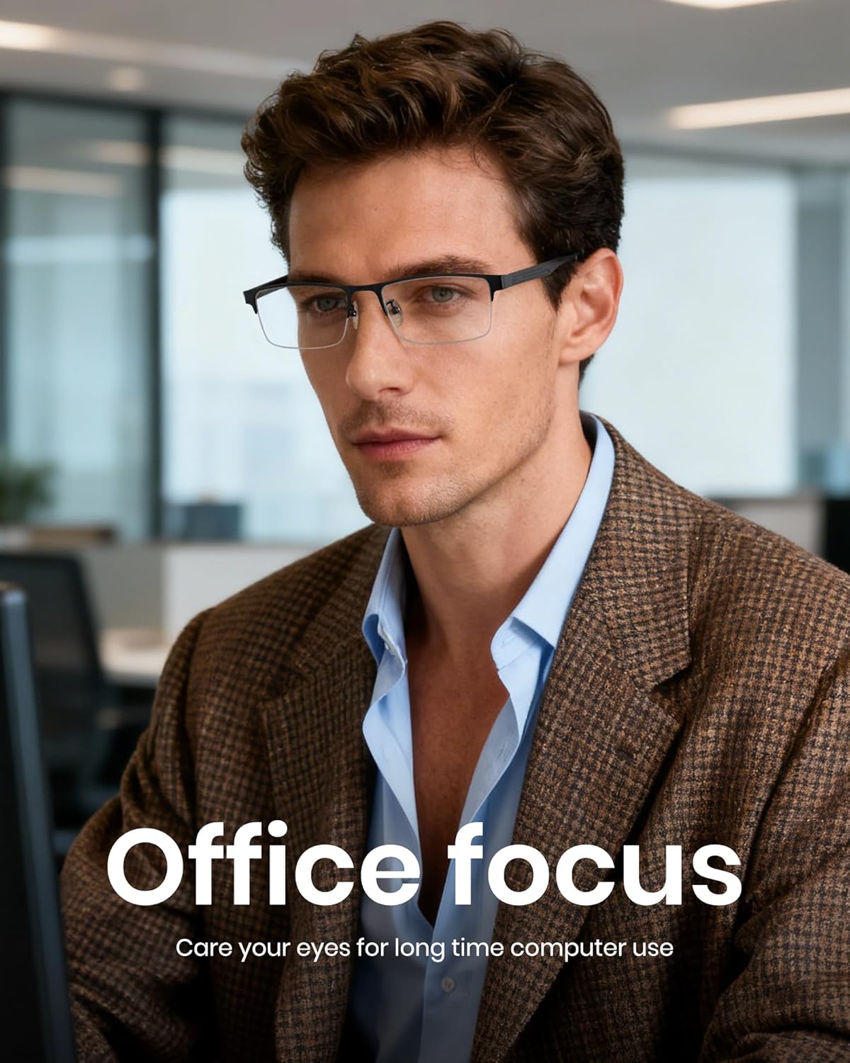 Cyxus Blue Light Blocking Glasses for Men Woman Semi Rim Computer Gaming Office Study Eyeglasses with UV Protection 8001 - Image 2