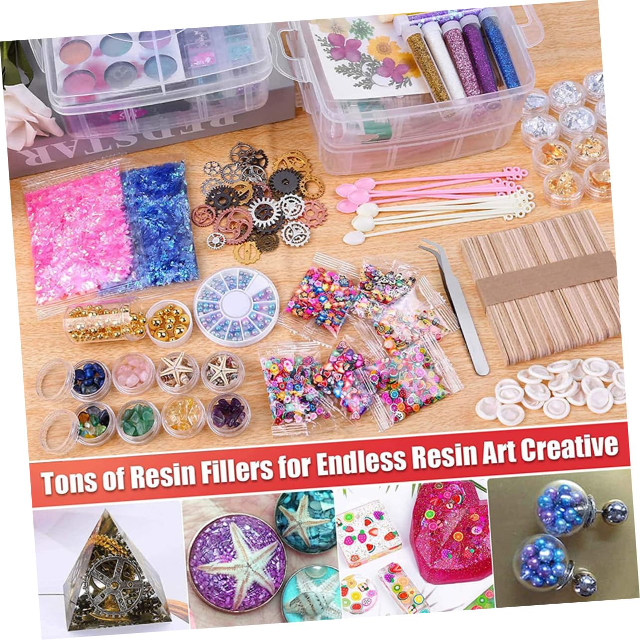 Kit Epossidico per Creazione Gioielli e Decorazioni Artigianali, per Stampi in Resina e Cover Telefono, in Plastica e Legno, per Ragazzo Ragazza e Appassionati DIY