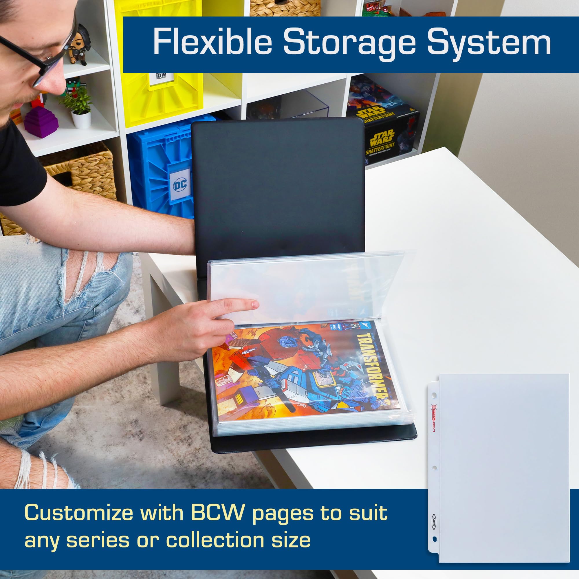 BCW Classeur de bande dessinée de 7,6 cm – 2 carats | Peut contenir jusqu'à 20 bandes dessinées | Convient à l'âge actuel et à l'âge d'argent | Rangement robuste pour bandes dessinées | Poche