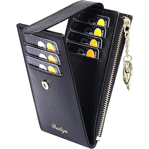 Badiya RFID Card Holder Wallet for Women Slim Wallets Bifold Multi Card Case Zipper Coin Purse