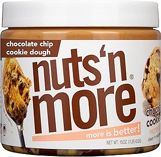 Nuts 'N More Chocolate Chip Cookie Dough Peanut Butter Spread, All Natural High Protein Nut Butter Healthy Snack, Omega 3’s and Antioxidants, Low Carb, Low Sugar, Gluten-Free, Non-GMO, 16 oz Jar