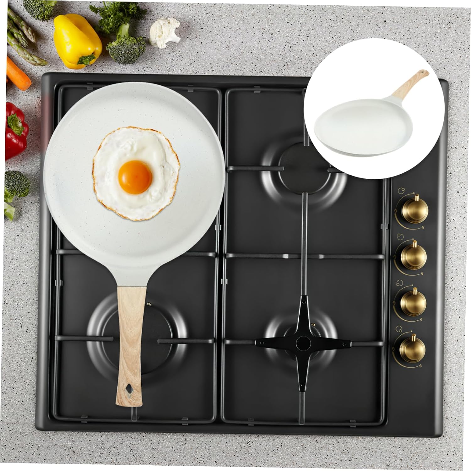 BESTYASH Nonstick Stone Frying Pan Skillet with Even Heat Distribution Medical Stone Coating for and Steak Cooking Lightweight Kitchen Pan Compatible with Induction and Gas Stoves
