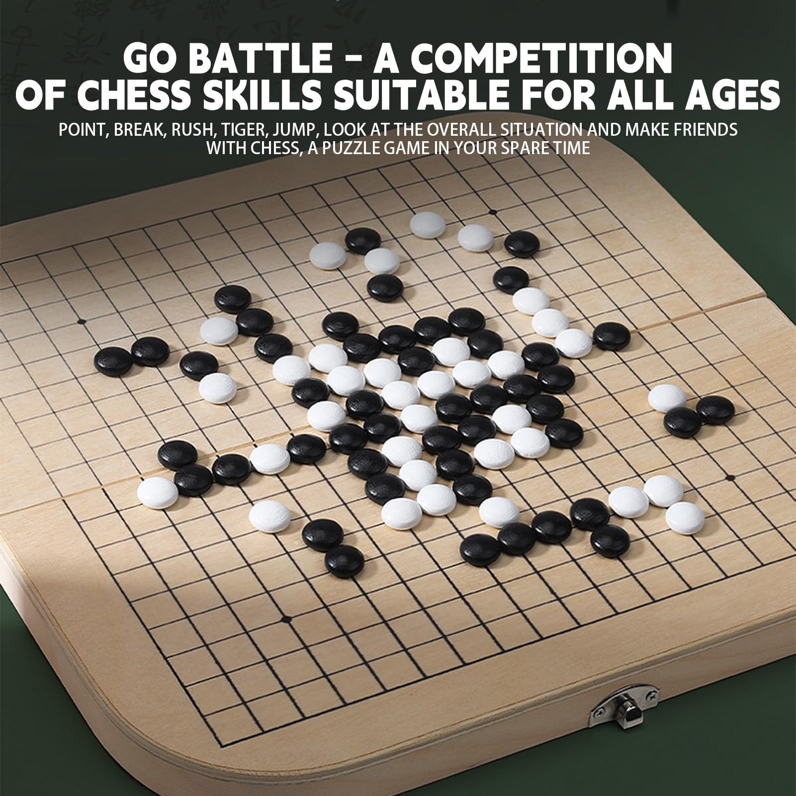 Ensemble De Jeu Go - Bois Durable, Pliable 32x30,5x2cm | Jeu De Société Gomoku, Dames en Bois, Logique Et Stratégie, Divertissement Familial, Coffret Rangement Pratique pour Et Adultes