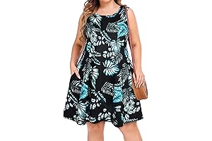 elescat Plus Size Summer Dresses for Women | Sleeveless Tshirt Tank Sundress