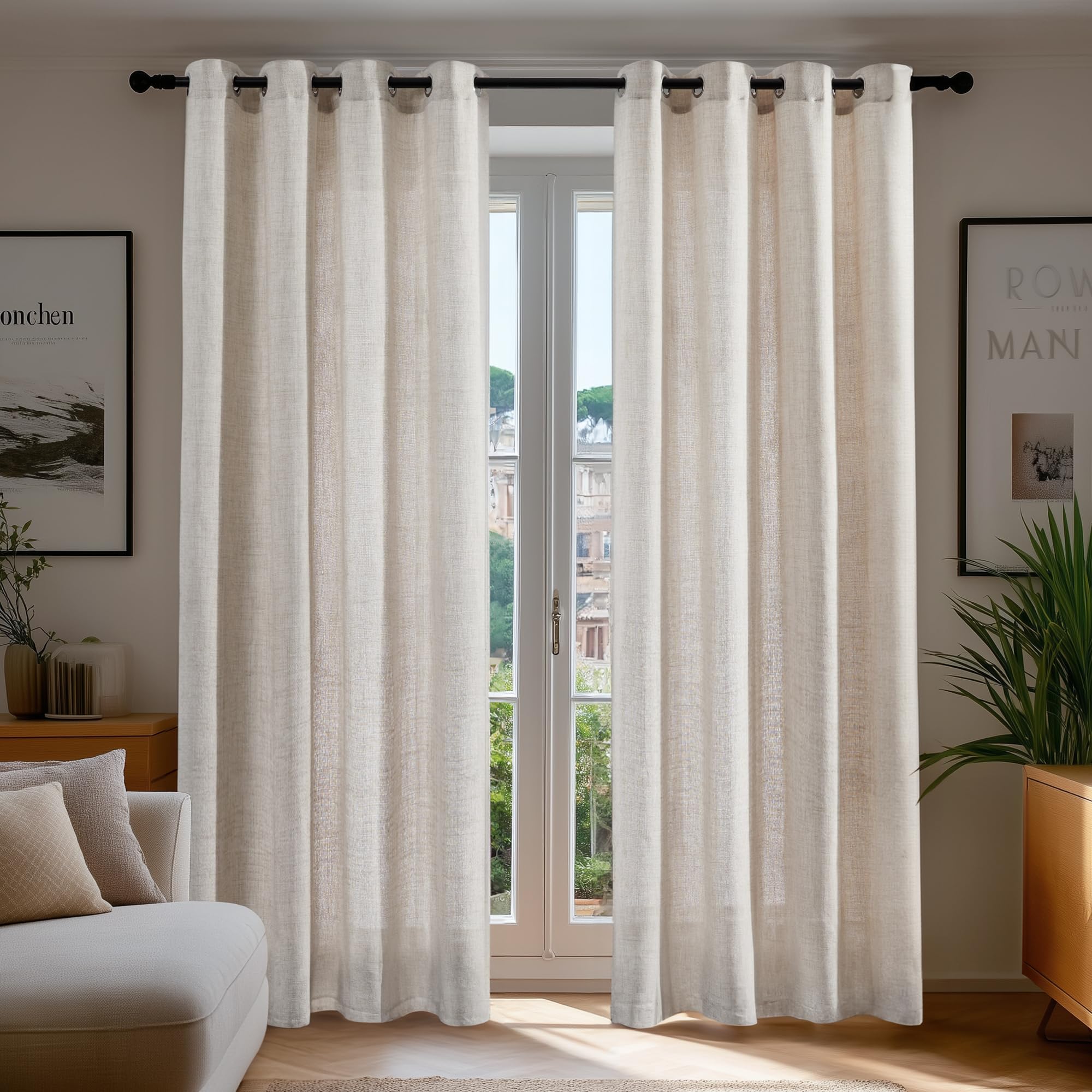 Deconovo Stores Gardinen mit Ösen Gardine Wohnzimmer Vorhang Schlafzimmer Transparent Voile Vorhänge Ösenvorhang Gardinenschal